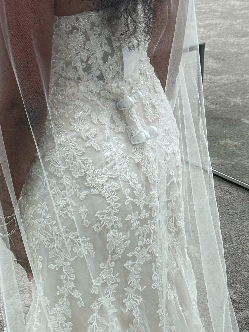 Tulle and Beaded Lace Mermaid Wedding Dress - Picture 7 of 12
